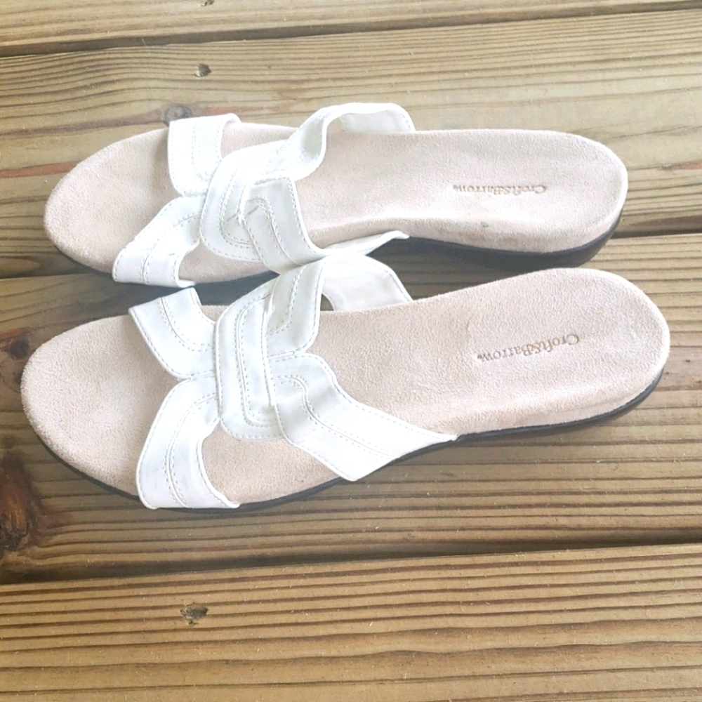 Comfortview Women's White Slide Sandals